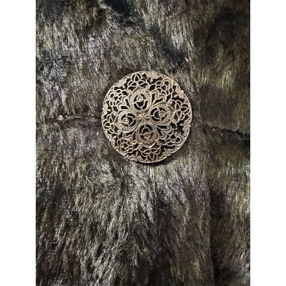 Beth Bowley Vintage Women's Black Velvet Overcoat Faux Fur Collar Size 4 - Picture 6 of 11